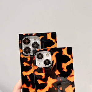 square flame print phone case