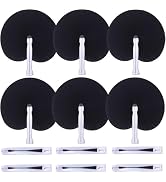 Bestage 12 Packs Decorative Paper Folding Hand Fans Handheld,Black Round Foldable Wedding Fans Ch...