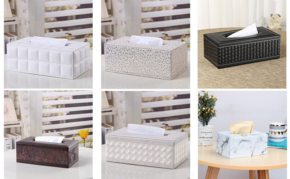 KINGFOM Rectangular PU Leather Facial Tissue Box