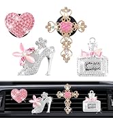 Rislobx 4PCS Bling Air Vent Clips, Crystal Diamond Heart Cross High Heel Shoe Perfume Bottle Diff...