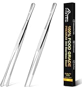 HOTEC Kitchen Tweezers Tongs Stainless Steel Professional Chef Tweezers, Set of 2-12inch Extra-Lo...