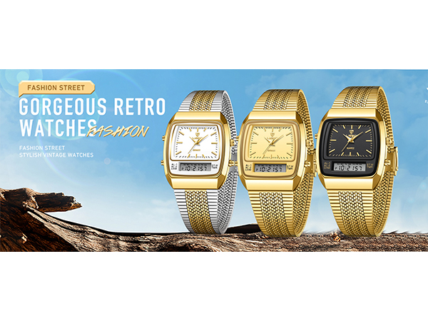FANMIS Men's Watches Multifunction Square Dual Display Sport Watch for Men