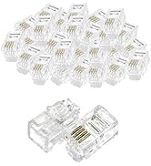 Menewstart 100Pack Telephone Modular Plug RJ9/RJ10/RJ22 4P4C Connector for Phone Line Cord, Compa...