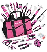 ValueMax Pink Tool Kit, 219-Pieces Home Repairing Tool Set, Household Tool Kit with Wide Mouth Op...