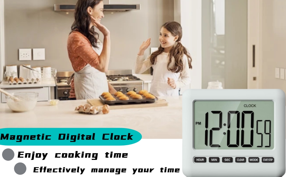 Magnetic Digital Clock for Kitchen