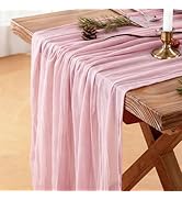 Dusty Pink Cheesecloth Table Runner, 10 FT Boho Rustic Cheese Cloth Gauze, 35x120 Inches Centerpi...