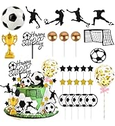 Hooqict 28Pcs Soccer Cake Decorations Set with Mini Balls, Players, Goal, Balloon, Soccer Ball Ca...
