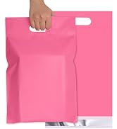 Jowlroel Pink Poly Mailers with Handle 10x13 100 Pcs, Self-Seal Shipping Bags, Easy to Carry Pack...