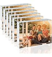 Egofine 4x6 Acrylic Frames 6 Pack, 20mm Thicker Frameless Clear Picture Frames, Double Sided Magn...