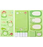 Xqumoi I Just Really Like Frogs Sticky Notes Set, 550 Sheets, Cute Cartoon Frogs Self-Stick Notes...