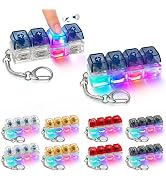 10PCS Light Up Keyboard Fidget Toy, 4-Key LED Keyboard Fidget Clicker Keychain with RGB Lights, P...