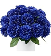 SITUMEIZI 12 Pcs Blue Artificial Chrysanthemums Flowers Ball Flower Fake Mums Silk for Wedding Ho...