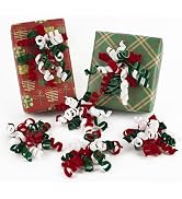 HUIHUANG Christmas Velvet Bows for Gift Wrapping Self Adhesive Red White Green Burst Curly Ribbon...