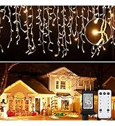 Icicle Lights Christmas Lights Outdoor, 19.6 Feet 306 Led Twinkle Curtain String Lights, With Rem...