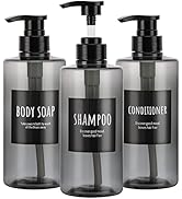 Refillable Shampoo Bottles, Segbeauty 16.9oz Shampoo Dispenser, 3pcs 500ml Empty Plastic Pump Bot...
