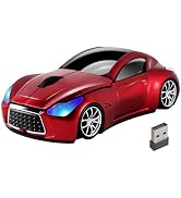 Car Mouse Wireless Cool Sport Car Shaped Computer Mice with LED Headlight USB Receiver 1600 DPI 3...