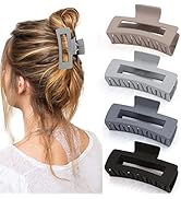 Canitor 4 PCS Claw Clips for Thick Hair Matte Hair Clips Grey Hair Claw Clips Rectangular Hair Cl...
