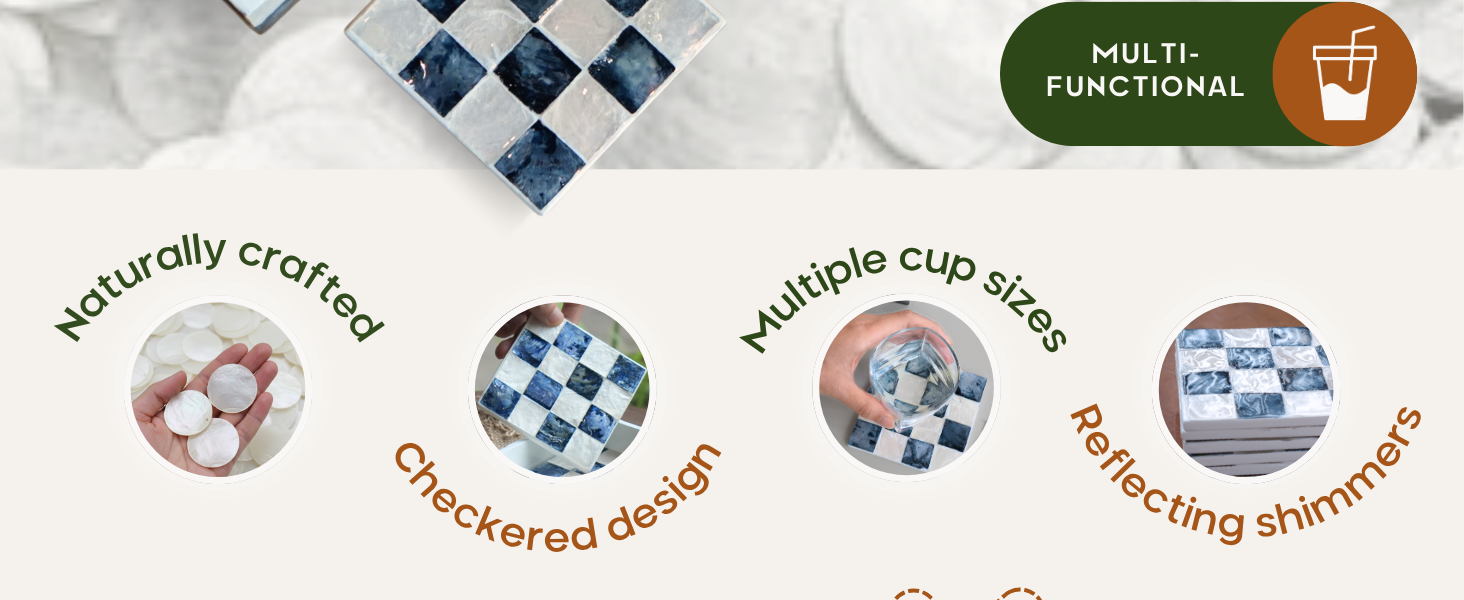 Chi An Home coaster set with holder for coffee table blue decor