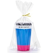 Aubeco 80Pcs Flat Bottom Cellophane Bags, 8x11x3.1 Clear Goodie Baggies with Twist Ties for Party...