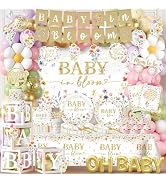 Baby in Bloom Baby Shower Decorations - 281Pcs Spring Wildflower Theme Tableware and Balloon Arch...