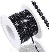 Dowarm 10 Yards 2MM Black Crystal Rhinestone Close Chain Trim for Sewing Crocs Shoes Clothes Cups...