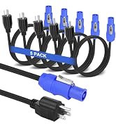 5 Pack Stage Light PowerCON Cable with 3 Prong Plug, 20A 3 Pin 16AWG, Male to Male Power Cable fo...