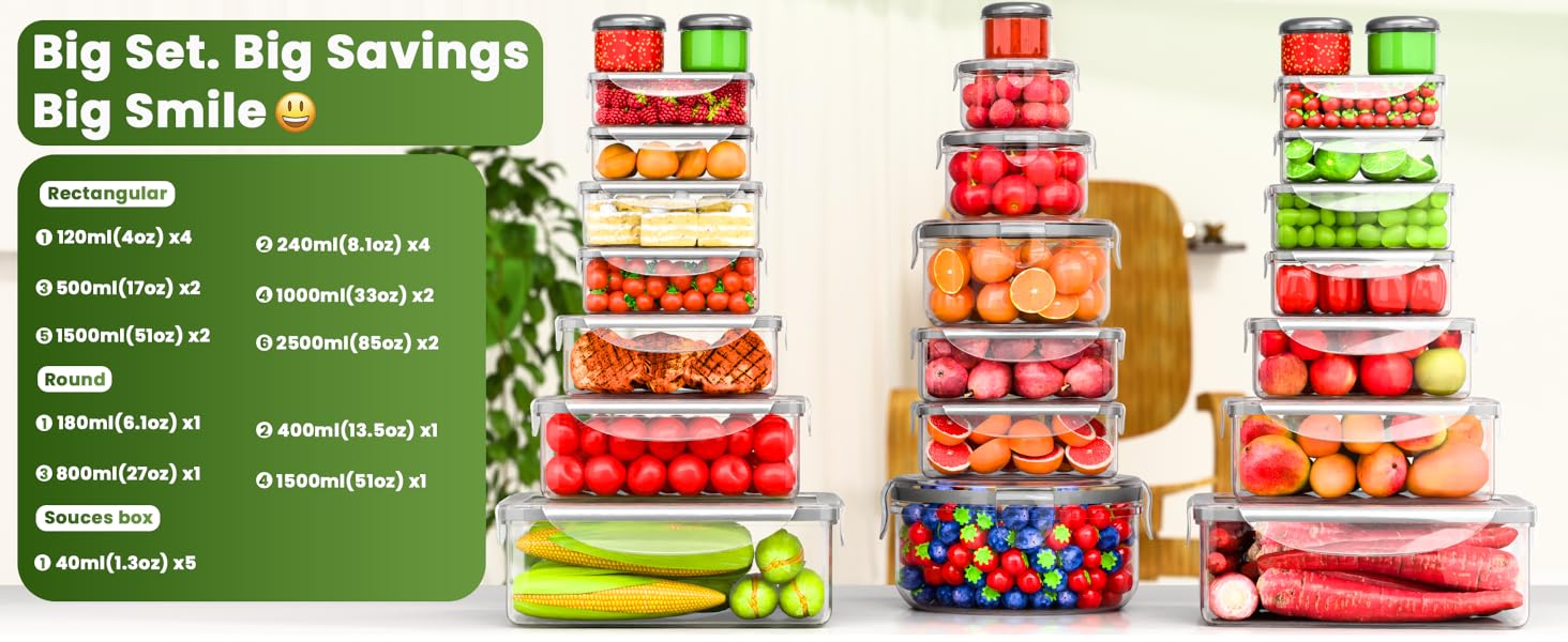 50 Pcs Size Food Storage containers