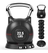 LIFERUN Adjustable Kettlebell Weight Set, 7 Weights, 22.5 lb or 44 lb, Quick-Change Handle for Ho...
