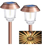 DenicMic Solar Pathway Lights Outdoor Garden Lights Glass Stainless Steel | Waterproof Solar Powe...