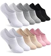 FAYBOX No Show Socks Womens Cushioned Low Cut Invisible Footies for Running Athletic Gym Ankle So...