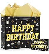MDCGFOD 13" Large Birthday Gift Bag with Tissue Paper and Card, Birthday Gift Bag for Kids, Happy...