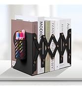 Honagu Adjustable Bookends, Metal Book Ends for Shelves Heavy Book, Desk Magazine File Organizer ...
