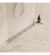 Neodrain 24 Inch Rectangular Linear Shower Drain with Brick Pattern Grate, Brushed 304 Stainless ...