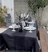 sancua 2 Pack Black Tablecloth 60 x 102 Inch, Rectangle 6 Feet Table Cloth - Stain and Wrinkle Re...
