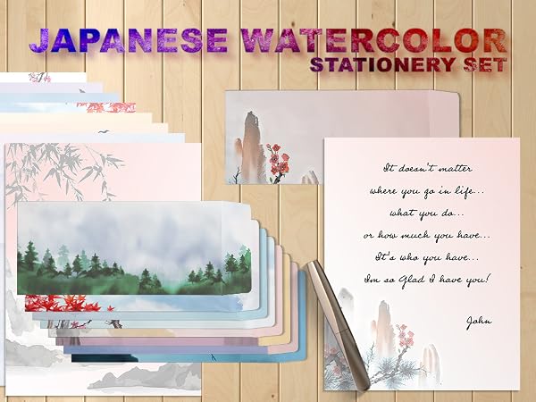 Japanese Watercolor Stationary set