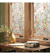 Kromapolis Window Privacy Film Floral Rainbow Decorative Stickers, 3D Static Stained Glass Cling,...