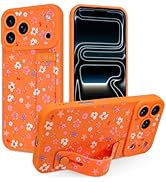 Jefonha Case for iPhone 17 Pro Max Silicone Phone Case with Strap for Women Girls Cute Floral Flo...