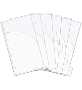 XiowDow 6pcs A6 Binder Pockets Smooth Clear PP Budget Cash Envelopes 0.2mm Thick 2 Pocket Index D...