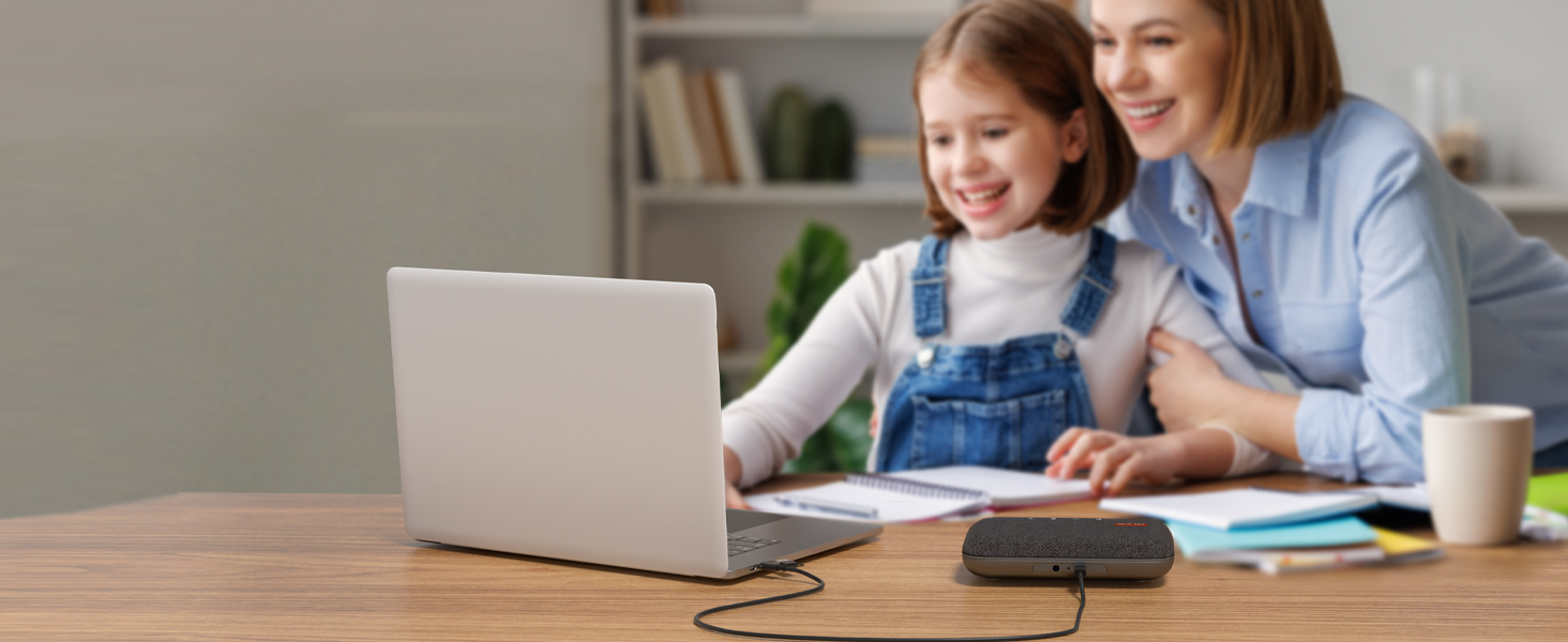 A05U USB Conference Speaker and Microphone, Wired Speakerphone, 360° Noise Cancelling Voice Pickup