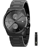 Casotime Men's Stainless Steel Chronograph Watch 30M Waterproof Analog Quartz Date Display, Luxur...