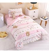ZZRSSSLC 100% Cotton Cute Rabbit & Bear Crib Bedding Sets, 3 Piece Bunny Animal Printed Duvet Cov...