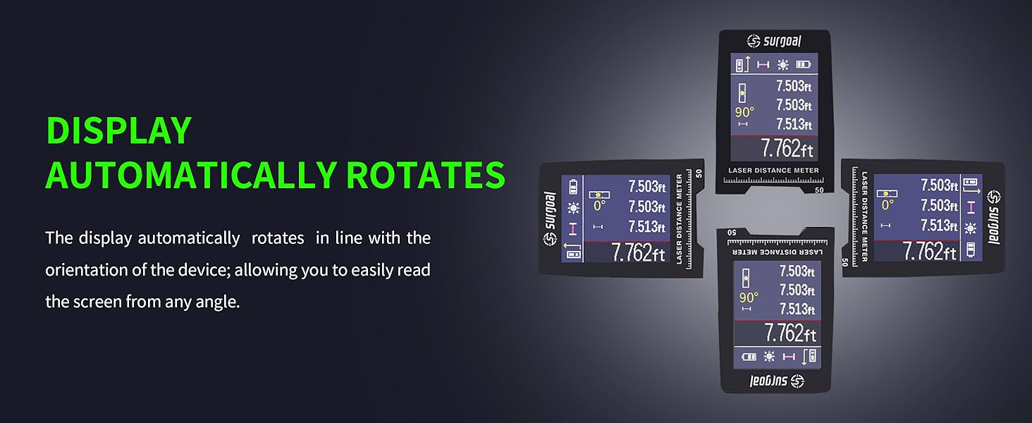 display automatically rotates, allowing you to easily read the screen from any angle