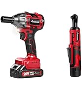 AVID POWER Cordless Electric Ratchet Wrench 3/8", 44.2 Ft-lbs 12V Power Ratchet Wrench Kit w/Two ...