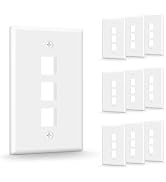 VCE 3-Port Keystone Wall Plate (UL Listed), White 10-Pack | UL Listed for Safety, Designed for RJ...