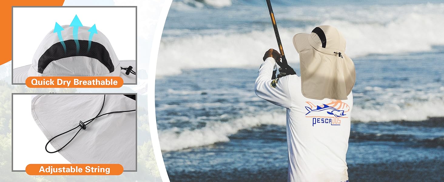 fishing hat with neck flap