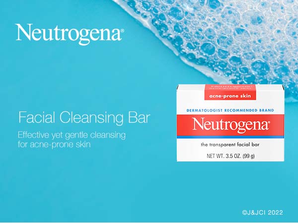 Gently & effectively cleanse acne-proned skin with Neutrogena Facial Cleansing Bar