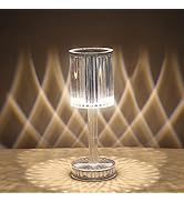 Cordless LED Table Lamp, 1200mAh Rechargeable Battery Powered Crystal Lamp, 3 Color Touch Control...