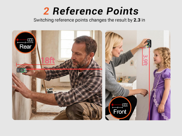 Two reference points. Switching them changes measurement by 2.3 inches