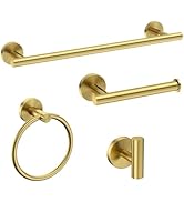 USHOWER Brushed Gold Bathroom Accessories Set, 18-Inch Towel Bar Set Wall Mounted, Durable SUS304...
