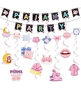 Pajama Party Decorations - Pajama Party Banner with Hanging Swirl Sleepover Party Supplies for Gi...